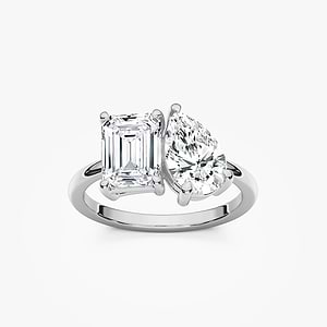 Fleur 2 ½ ctw Emerald and Pear Lab Grown Diamond Toi et Moi Two Stone Engagement Ring