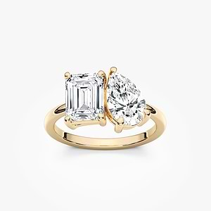 Fleur 2 ½ ctw Emerald and Pear Lab Grown Diamond Toi et Moi Two Stone Engagement Ring