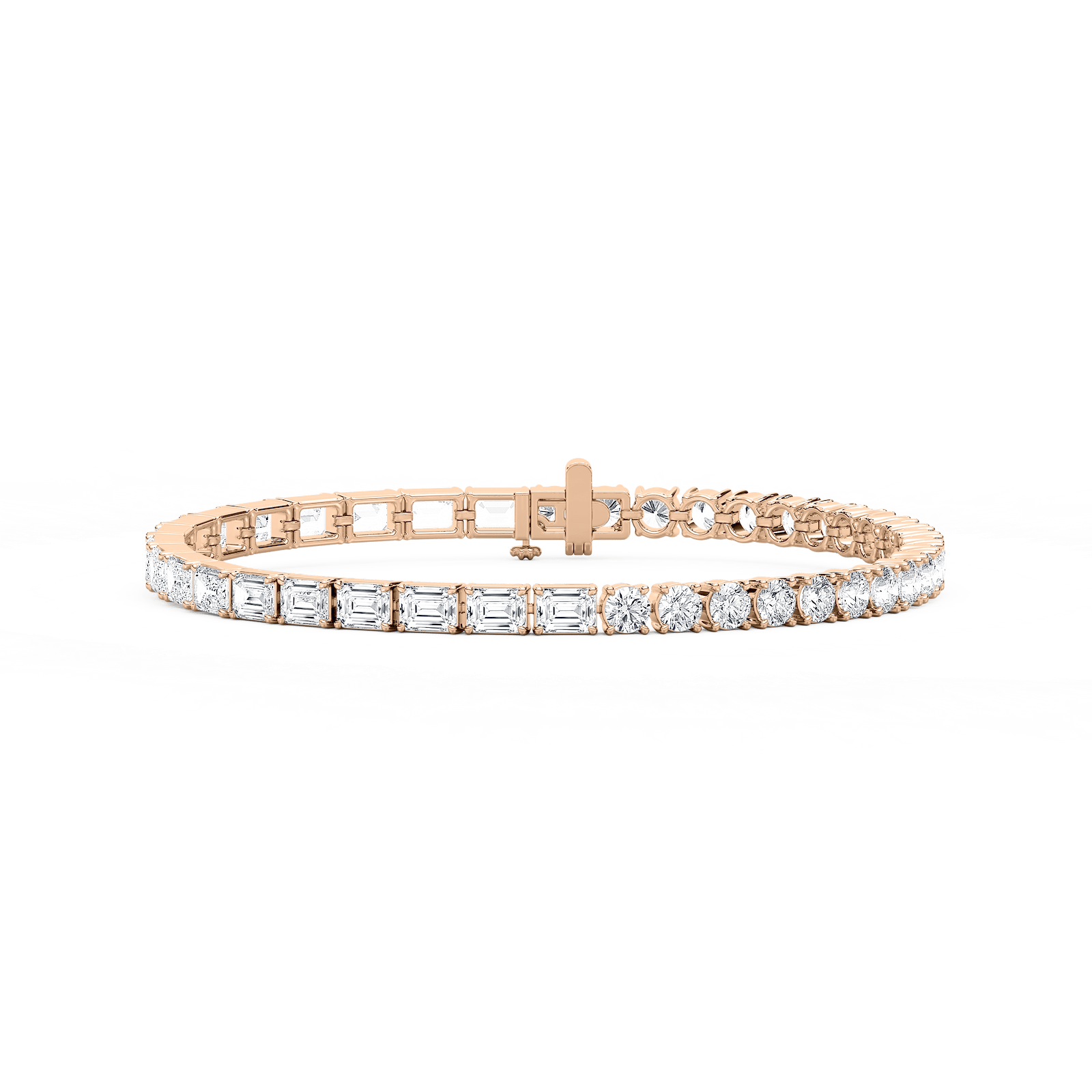 9 ¹⁄₃ ctw Emerald and Round Lab Grown Diamond Tennis Bracelet - 7 Inches