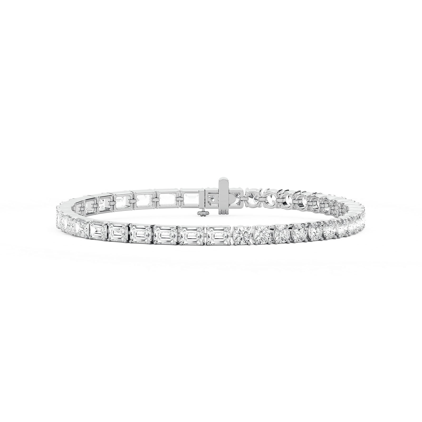 9 ¹⁄₃ ctw Emerald and Round Lab Grown Diamond Tennis Bracelet - 7 Inches