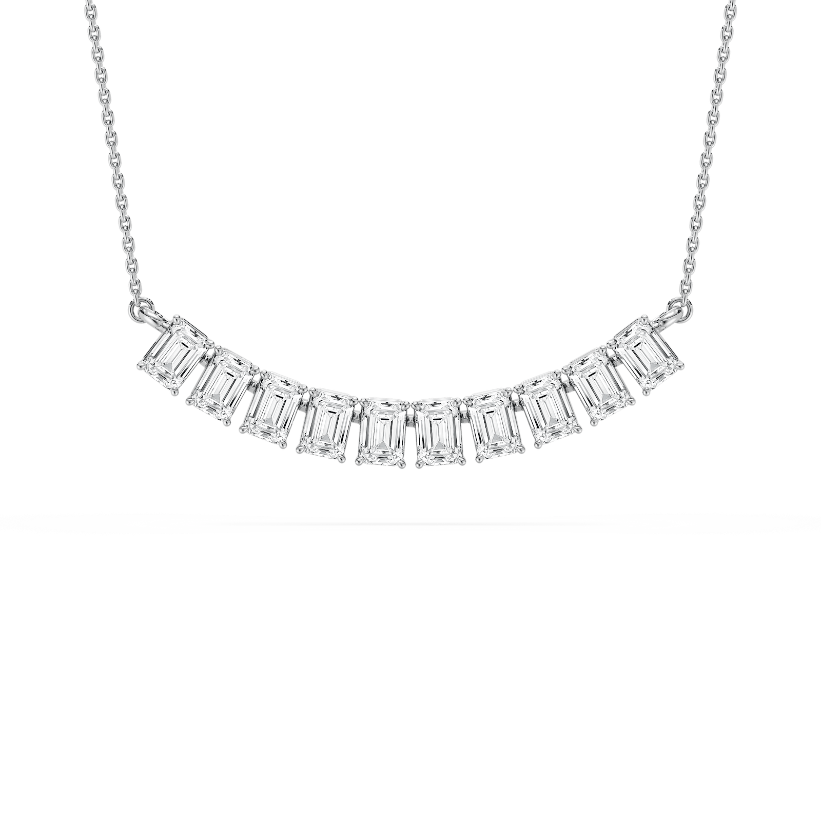 Emerald-Cut Diamond Station Necklace in Rose Gold