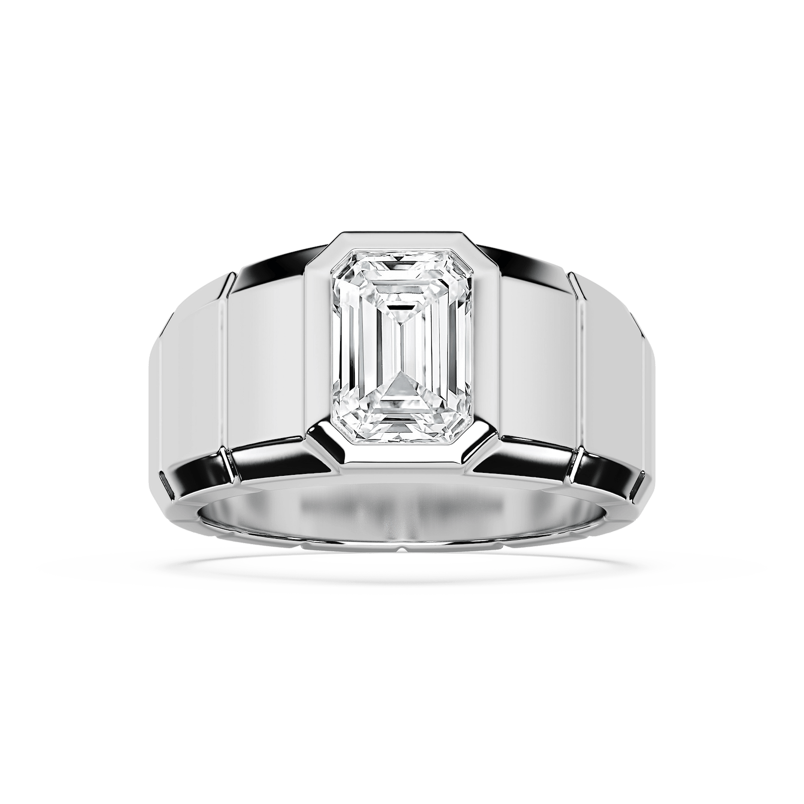 Matthew 3 ct Emerald Lab Grown Diamond 6.50mm Bezel Mens Wedding Band