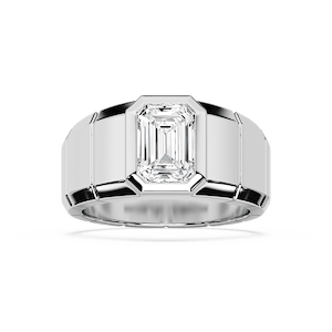 Matthew 3 ct Emerald Lab Grown Diamond 6.50mm Bezel Mens Wedding Band