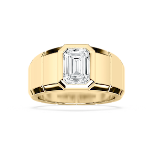 Matthew 3 ct Emerald Lab Grown Diamond 6.50mm Bezel Mens Wedding Band