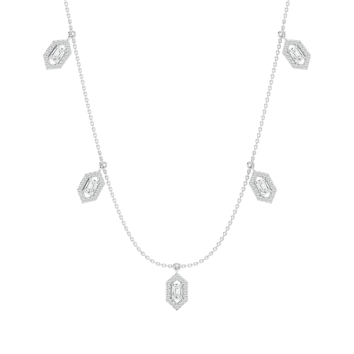 2 ⅓ ctw Emerald Lab Grown Diamond Halo Station Necklace - 18 Inches