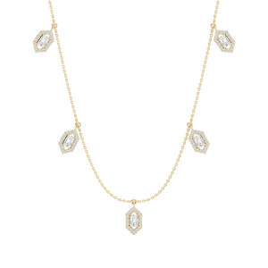 2 ⅓ ctw Emerald Lab Grown Diamond Halo Station Necklace - 18 Inches