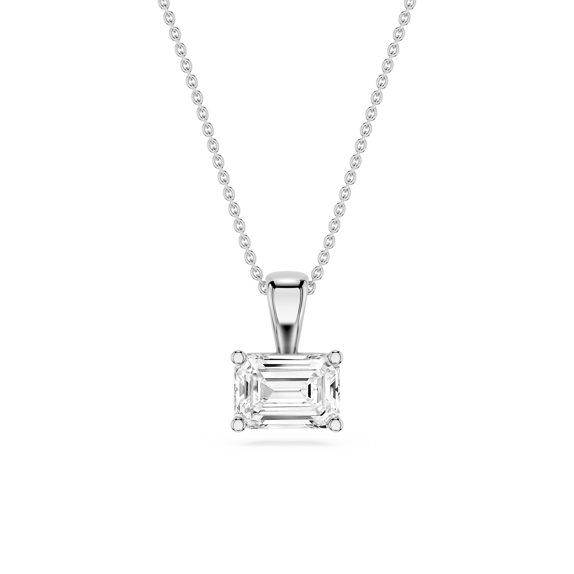 Emerald Lab Grown Diamond 4 Prong East West Bail Pendant - 16 to 18 Inches