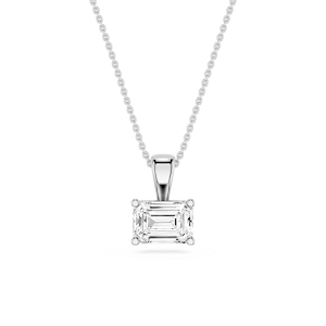 Emerald Lab Grown Diamond 4 Prong East West Bail Pendant - 16 to 18 Inches