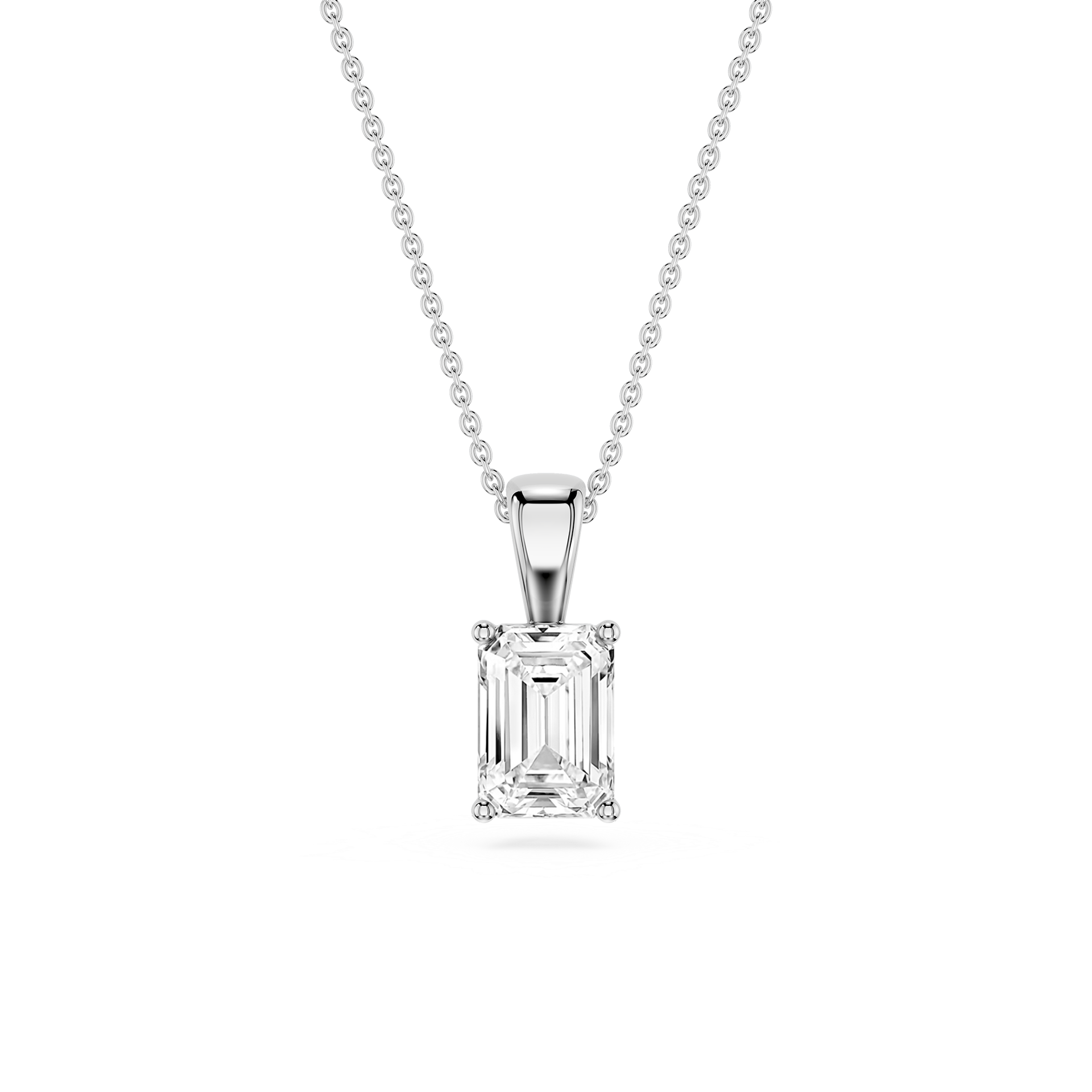 Emerald Lab Grown Diamond 4-Prong Single Bail Pendant - 16 to 18 Inches