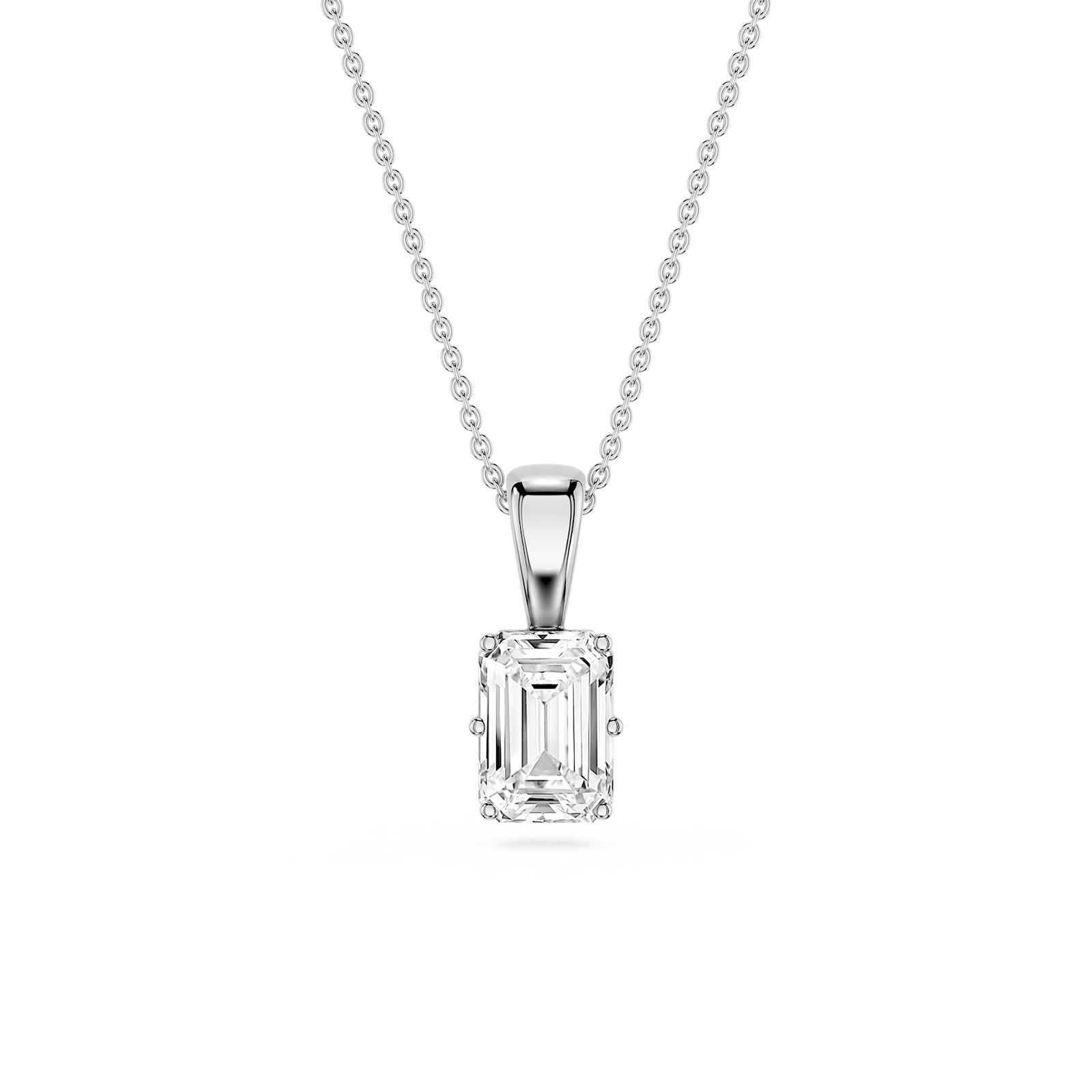 Emerald Lab Grown Diamond 6-Prong Bail Solitaire Pendant - 16 to 18 Inches