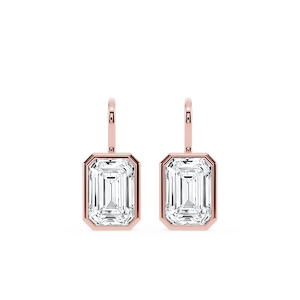 Emerald Lab Grown Diamond Bezel Drop Earrings
