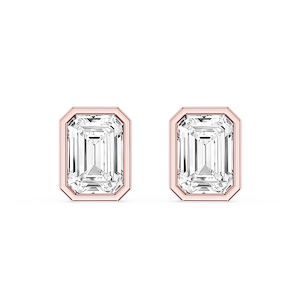 Emerald Lab Grown Diamond Bezel Set Certified Stud Earrings
