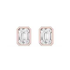 Emerald Lab Grown Diamond Bezel Set Certified Stud Earrings