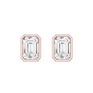 Emerald Lab Grown Diamond Bezel Set Certified Stud Earrings
