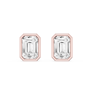 Emerald Lab Grown Diamond Bezel Set Certified Stud Earrings