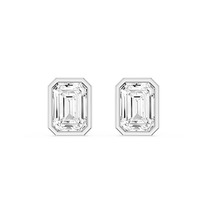 Emerald Lab Grown Diamond Bezel Set Certified Stud Earrings