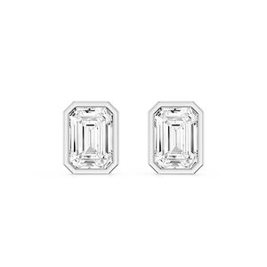 Emerald Lab Grown Diamond Bezel Set Certified Stud Earrings