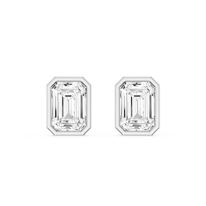 Emerald Lab Grown Diamond Bezel Set Certified Stud Earrings