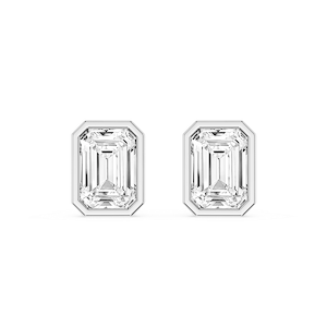 Emerald Lab Grown Diamond Bezel Set Certified Stud Earrings