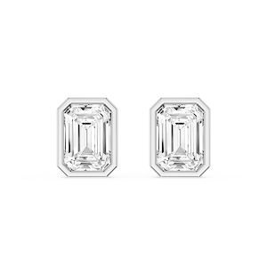 Emerald Lab Grown Diamond Bezel Set Certified Stud Earrings