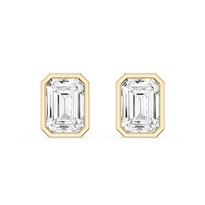 Emerald Lab Grown Diamond Bezel Set Certified Stud Earrings