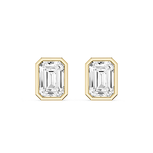 Emerald Lab Grown Diamond Bezel Set Certified Stud Earrings