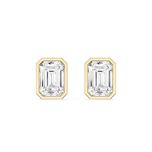 Emerald Lab Grown Diamond Bezel Set Certified Stud Earrings
