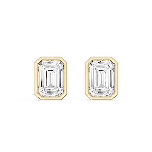 Emerald Lab Grown Diamond Bezel Set Certified Stud Earrings