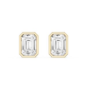 Emerald Lab Grown Diamond Bezel Set Certified Stud Earrings