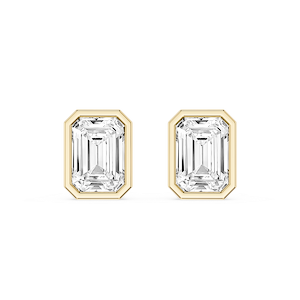 Emerald Lab Grown Diamond Bezel Set Certified Stud Earrings
