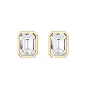 Emerald Lab Grown Diamond Bezel Set Certified Stud Earrings
