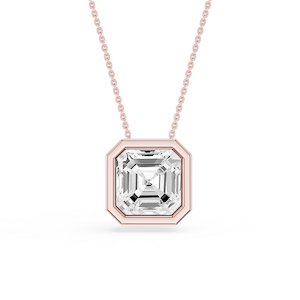 Emerald Lab Grown Diamond Bezel Solitaire Slide Pendant - 16 to 18 Inches