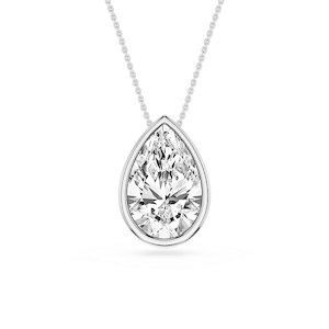 Emerald Lab Grown Diamond Bezel Solitaire Slide Pendant - 16 to 18 Inches