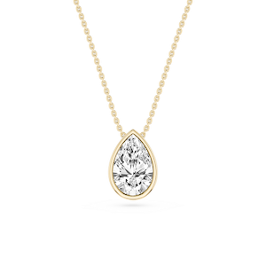 Emerald Lab Grown Diamond Bezel Solitaire Slide Pendant - 16 to 18 Inches