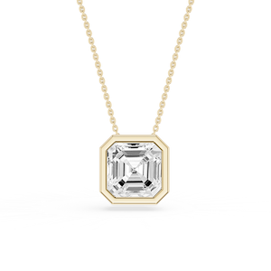 Emerald Lab Grown Diamond Bezel Solitaire Slide Pendant - 16 to 18 Inches