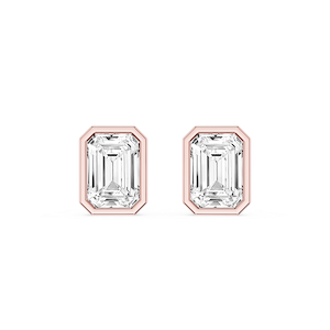 Emerald Lab Grown Diamond Bezel Set Stud Earrings
