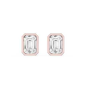 Emerald Lab Grown Diamond Bezel Set Stud Earrings