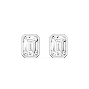 Emerald Lab Grown Diamond Bezel Set Stud Earrings