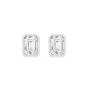 Emerald Lab Grown Diamond Bezel Set Stud Earrings