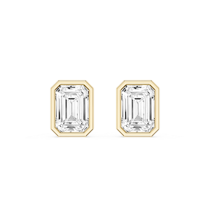 Emerald Lab Grown Diamond Bezel Set Stud Earrings