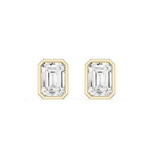 Emerald Lab Grown Diamond Bezel Set Stud Earrings