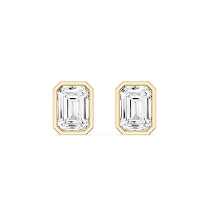 Emerald Lab Grown Diamond Bezel Set Stud Earrings