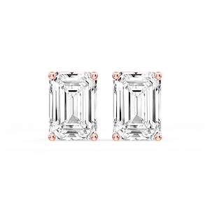 Emerald Certified Lab Grown Diamond Classic Four Prong Guardian Back Stud Earrings