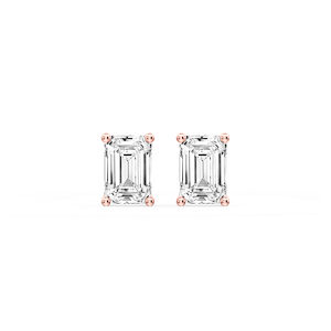 Emerald Certified Lab Grown Diamond Classic Four Prong Guardian Back Stud Earrings