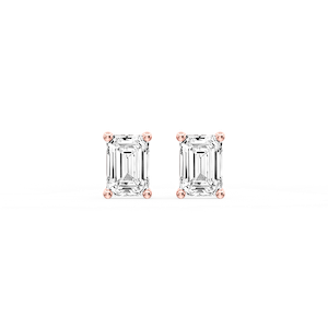 Emerald Certified Lab Grown Diamond Classic Four Prong Guardian Back Stud Earrings