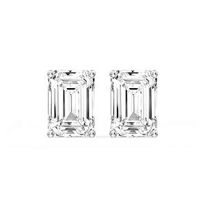 Emerald Certified Lab Grown Diamond Classic Four Prong Guardian Back Stud Earrings