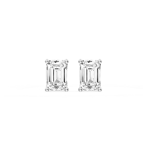 Emerald Certified Lab Grown Diamond Classic Four Prong Guardian Back Stud Earrings