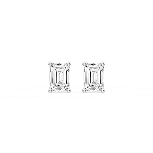 Emerald Certified Lab Grown Diamond Classic Four Prong Guardian Back Stud Earrings
