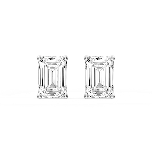 Emerald Certified Lab Grown Diamond Classic Four Prong Guardian Back Stud Earrings