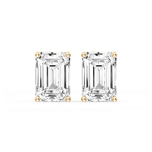 Emerald Certified Lab Grown Diamond Classic Four Prong Guardian Back Stud Earrings
